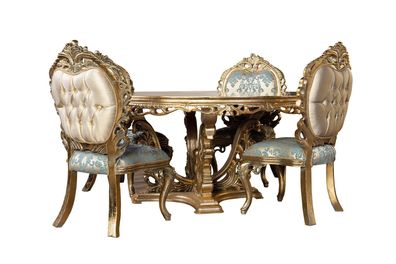 Goldener Barock Esstisch Runder Tisch Runde Esstische Holz Tische 173cm