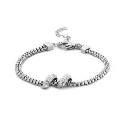 Victoria Silberfarbiges Armband mit weißen Steinen