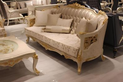 Exquisite Wohnzimmer Deluxe Sofa 3 Sitzer Edlem Sofa Beige Wohnzimmer Sofa