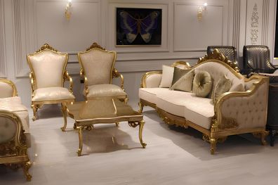 DesignerSofagarnitur 3 + 3 + 1 Sitzer Couch Polster Sitzgarnitur Klassische Set Neu