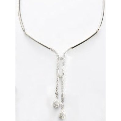 Victoria Silberfarbene Halskette mit weißen Steinen