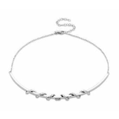 Victoria Silberfarbene Halskette mit weißen Steinen in Spirale