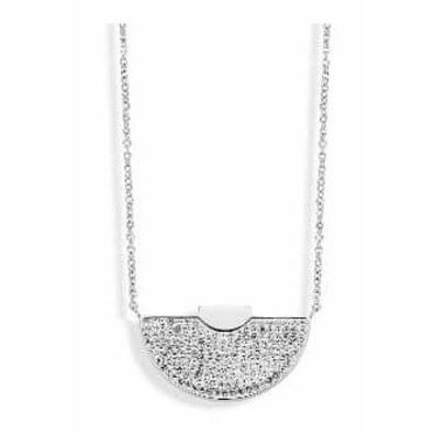 Victoria Silberfarbene Weißstein-Halbmond-Halskette