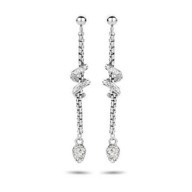 Victoria Spiral-Ohrringe mit weißen Steinen in Silberfarbe