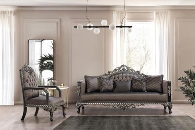 Luxus Chesterfield Sofagarnitur 3 + 1 Sitzer Klassische Sofa Barock Polster Sitz