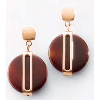 Victoria Roségoldfarbene braun gemusterte Ohrringe