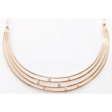 Victoria Rosegoldfarbene Halskette mit weißen Steinen
