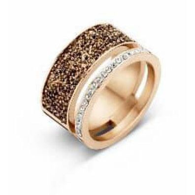 Victoria Roségoldfarbener Ring mit schwarzem Stein