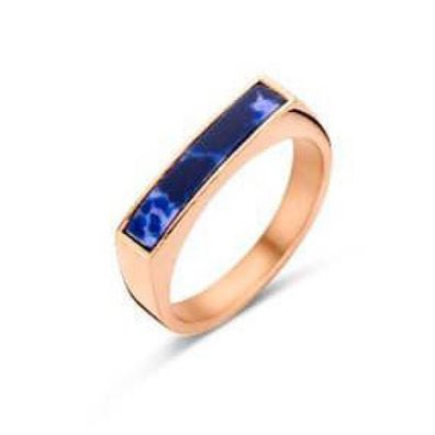 Victoria Rosegoldfarbener Blau gemusterter Ring