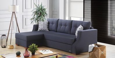 Sofa Designer Sofa mit Bettfunktion Bettkasten Schlafsofa Ecksofa Couch L-Form
