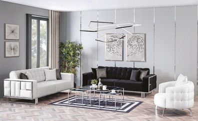 Luxus Wohnzimmer Möbel Couch Sitzgarnitur Sofa Samt Sofagarnitur 3tlg