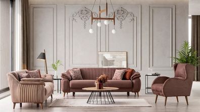 Komfortable Sofagarnitur 3 + 3 + 1 Sitzer Sitzgruppe Polstergarnitur Couchgarnitur