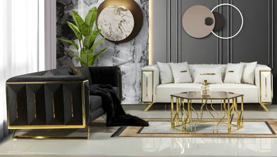 Sofagarnitur Italienischer Stil Sitzgarnitur Polstergarnitur Sofa Couch 3 + 3