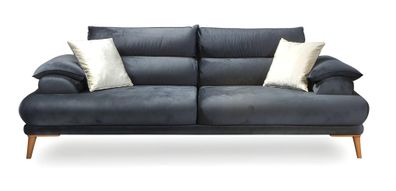 Sofa Couch Blau Gepolstert Verstellbare Rückenlehne Armlehnen 3 Sitz 230cm