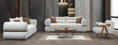Weiße Sofagruppe Sofa Wohnlandschaft Sitzgarnitur Sofaset Polstergarnitur 3 + 3 + 1