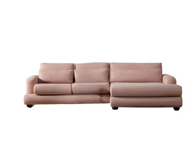 Exklusive Rosa Eckcouch Designer Wohnzimmer L-Form Sofa Polster Möbel