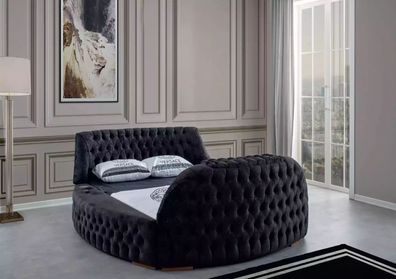 Schwarzes Chesterfield Bett Design Polster Möbel Hotel Luxus Betten Lift Media