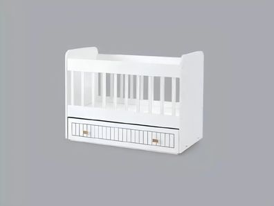Babybett Kinderbett Bett Set Schublade weiß im modernen Stil fürs Kinderzimmer