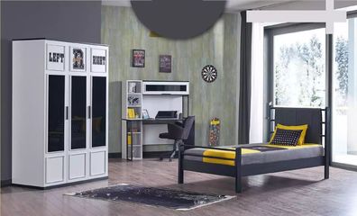 Kinderzimmer Schlafzimmer Möbel Komplettzimmer Jugendzimmer Schwarz Weiß 3tlg