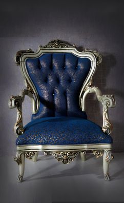 Chesterfield 1 Sitzer Blau Polster Sitz Textil Stoff Couchen Wohnzimmer