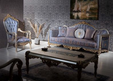 Barock Sofa Chesterfield 3 + 1 Sitzer Couchtisch Sofagarnitur Möbel Polster