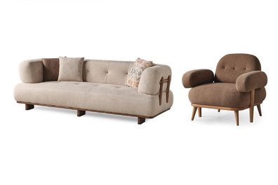 Exklusive Beige Wohnzimmer Sitzgarnitur Wohnzimmer Sofas Einzelsessel