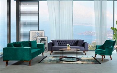 Wohnzimmer Stil Möbel Sofagarnitur Couch Sofa Möbel 3 + 3 + 1 Sitz Violett Turkis