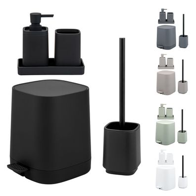 eluno Bad-Accessoires Set VALONA 5tlg. Soft-Touch aus Kunststoff