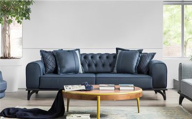 Moderne Chesterfield Couch Polster Möbel Blaue Couchen Sofas Luxus