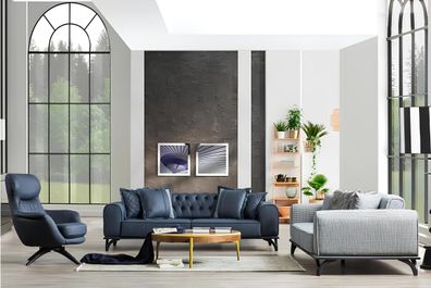 Designer Möbel Sitzgarnitur 3 + 3 + 1 Sofagarnitur Polster Möbel Couchen