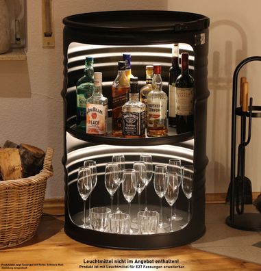 Fassregal Design Regal Ölfass 210 Liter Fass Möbel mehrere Farben + Beleuchtung