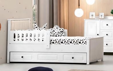 Kinderbett Holzbett Funktionsbett Ausziehbares Bett 200 Holz Weiß