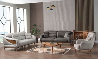 Sofagarnitur 3 + 3 + 1 Sitzer Modern Relax Sessel Modern Stil 3tlg Luxus Wohnzimmer
