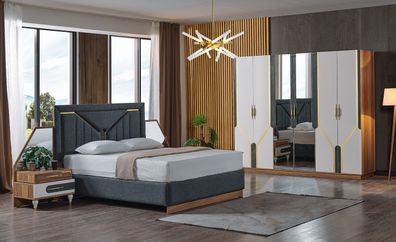 Schlafzimmer Set Bett + 2x Nachttische + Kleiderschrank Design Möbel 4 tlg. Neu