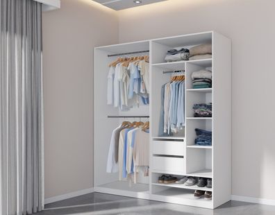 Garderoben-Set TRES A/B offener Kleiderschrank mit 3 Kleiderstangen und Fächer