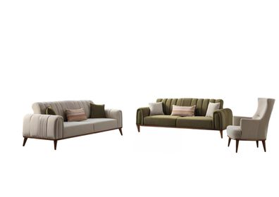 Sofagarnitur Big Couch Sofa Couchen Polster Möbel Set 3 + 3 + 1 Sitzgarnitur