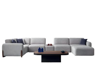Sofagarnitur Ecksofa L-Form Couchtisch Pouffe Sofa Sofas Set Modern Stil