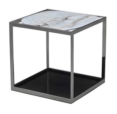 Grauer Metall-Beistelltisch im modernen Design