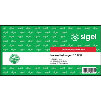 Sigel Kurzmitteilung SD 1/3A4 2x40Bl SD008
