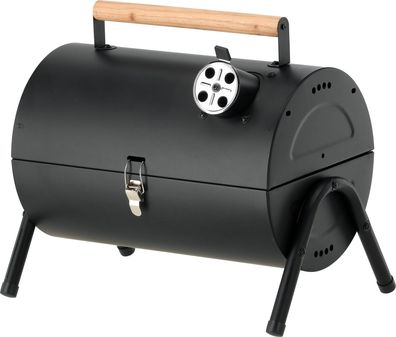 Kompakter Holzkohlegrill mit 2 verchromten Grillrosten, 34x21cm