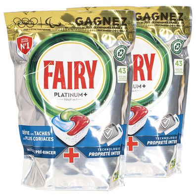 2x Fairy Platinum PLUS All in One Geschirrspültabs 43 Tabs