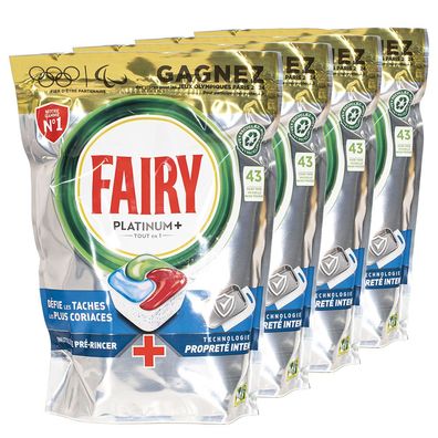 4x Fairy Platinum PLUS All in One Geschirrspültabs 43 Tabs