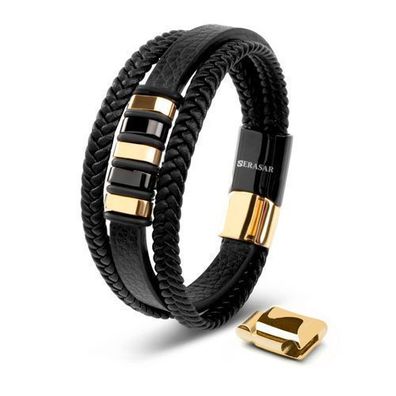 Serasar, lederarmband "glory" für herren, mit magnetverschluss