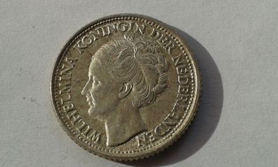 25 cents 1944 Niederlande Wilhelmina ca. 3,6g Silber 0,640er 2,3g Feinsilber