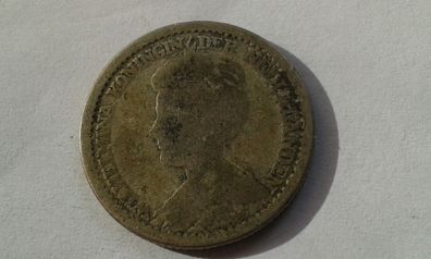 25 cents 1914 Niederlande Wilhelmina ca. 3,6g Silber 0,640er 2,3g Feinsilber