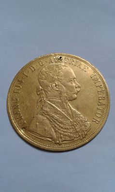 4 Dukaten 1911 Österreich Kaiser Franz Joseph I. 13,83g Gold mit Gegenstempel