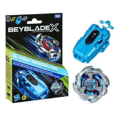 Beyblade X Cobalt Dragoon 2-60C Premium set launcher with rope and top