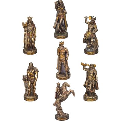 7er Set Miniatur Wikinger Odin, Loki, Thor, Tyr, Freya, Walküre, Heimdall