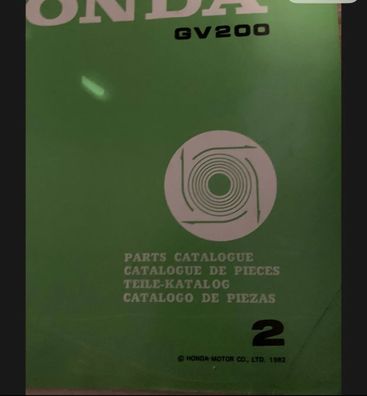 Original Honda GV 200 Motor Explosionszeichnung Teilekatalog E, , r, t Teile