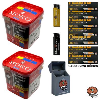 Moro Red/Rot Volumentabak Titan Box 2x 325g, Gizeh Full Flavor Extra Hülsen